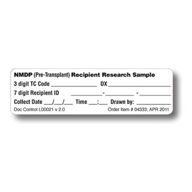 NMDP Recipient Research Sample Label white