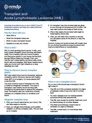 Transplant and AML Patient Fact Sheet